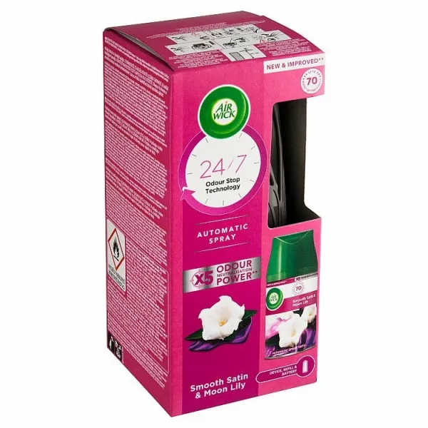 Air Wick Freshmatic Difuzér a náplň do osviežovača vzduchu jemný satén a mesačná ľalia 250 ml