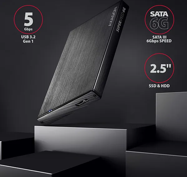 AXAGON EE25-XA6, USB 3.2 Gen 1 - SATA 6G, 2.5" externý box ALINE