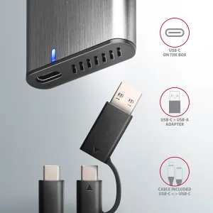 AXAGON EEM2-SG2, USB-C 3.2 Gen 2 - M.2 NVMe a SATA SSD kovový RAW box, bez skrutiek, strieborný