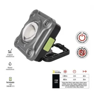 EMOS COB LED nabíjací pracovný reflektor P4543, 1200 lm, 2000 mAh