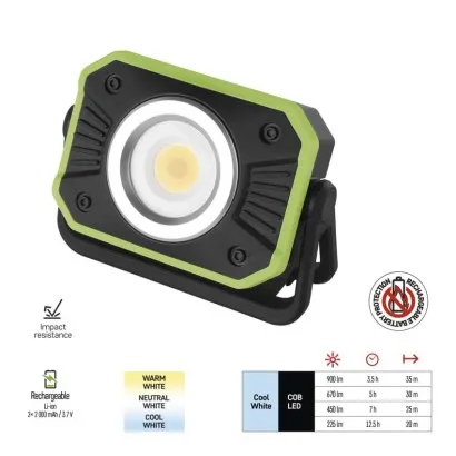 EMOS COB LED nabíjací pracovný reflektor P4542, 900 lm, 2×2000 mAh
