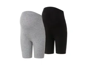 esmara® Dámske tehotenské krátke legíny, 2 kusy (M (40/42), čierna/sivá)