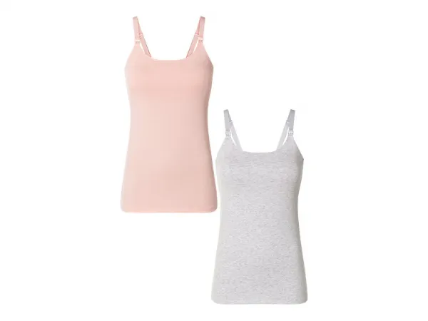 esmara® Dámsky top na dojčenie, 2 kusy (S (36/38), sivá/bledoružová)