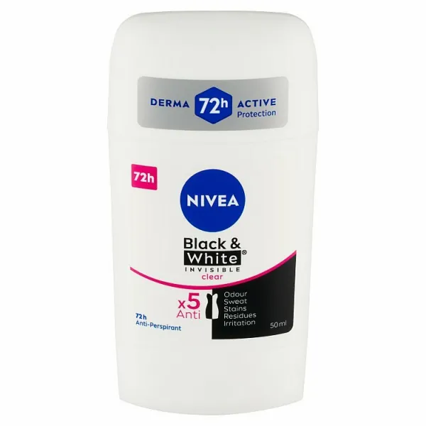 Nivea Black & White Invisible Clear tuhý antiperspitant 50 ml