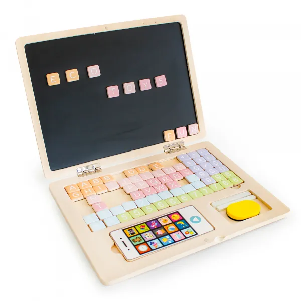 WELLHOX Detský notebook - drevená magnetická tabuľa