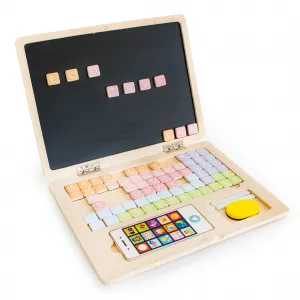 WELLHOX Detský notebook - drevená magnetická tabuľa