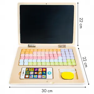 WELLHOX Detský notebook - drevená magnetická tabuľa