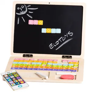 WELLHOX Detský notebook - drevená magnetická tabuľa