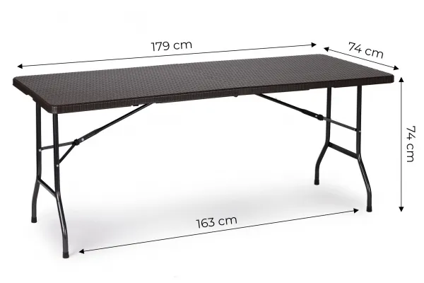 Záhradný banketový cateringový stôl skladací 180 cm ratan