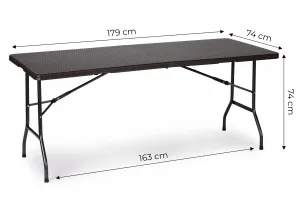 Záhradný banketový cateringový stôl skladací 180 cm ratan