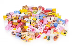 WELLHOX Vzdelávacia sada drevených kociek - Candy city 116 ks.