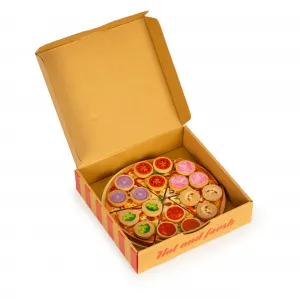 Drevená pizza na krájanie so suchým zipsom pre deti, 27 prvkov