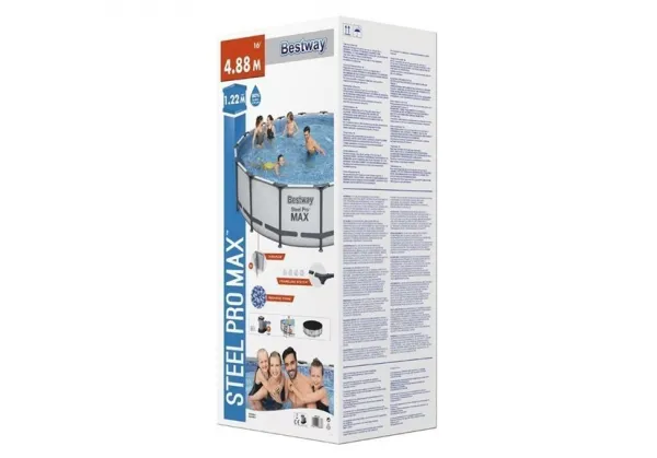 Bazén Bestway® Steel Pro MAX, 5612Z, kartušová filtrácia, rebrík, plachta, 488x122 cm