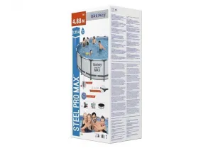 Bazén Bestway® Steel Pro MAX, 5612Z, kartušová filtrácia, rebrík, plachta, 488x122 cm