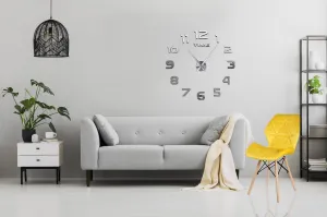 DIY nástenné hodiny NEPRI 65 - 130 cm - strieborné 3D