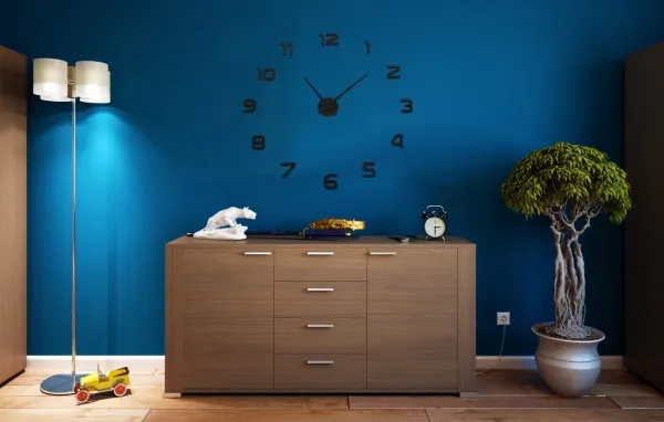 DIY nástenné hodiny NEPRI 65 - 130 cm - čierne 3D