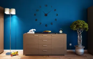 DIY nástenné hodiny NEPRI 65 - 130 cm - čierne 3D