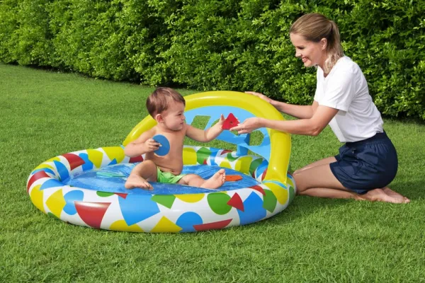 Bazénik Bestway® 52378, Splash & Learn, detský, nafukovací, s vkladaním tvarov,120x117x46 cm