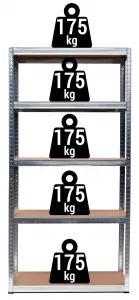 Skladovací regál 5 úrovní 875 kg 180 x 90 x 40 cm