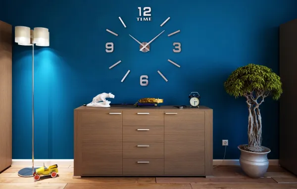 Diy 3D nástenné hodiny BAST strieborné