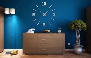 Diy 3D nástenné hodiny BAST strieborné