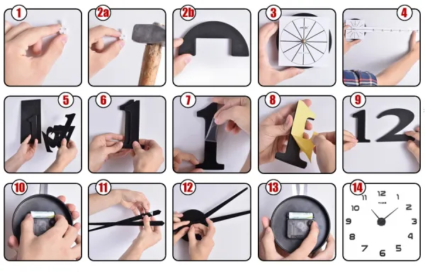 Diy 3D nástenné hodiny BAST strieborné