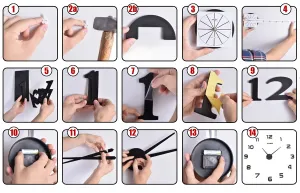 Diy 3D nástenné hodiny BAST strieborné