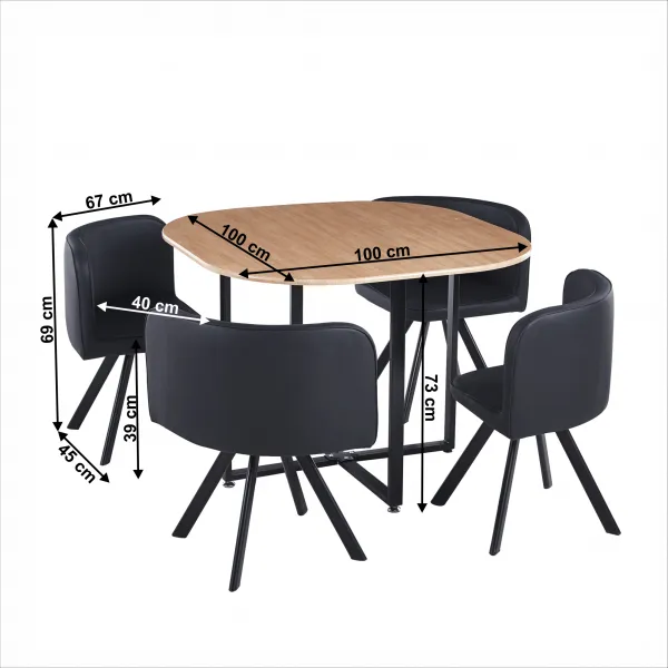 Jedálenský set 4+1 BEVIS Tempo Kondela Čierna / dub