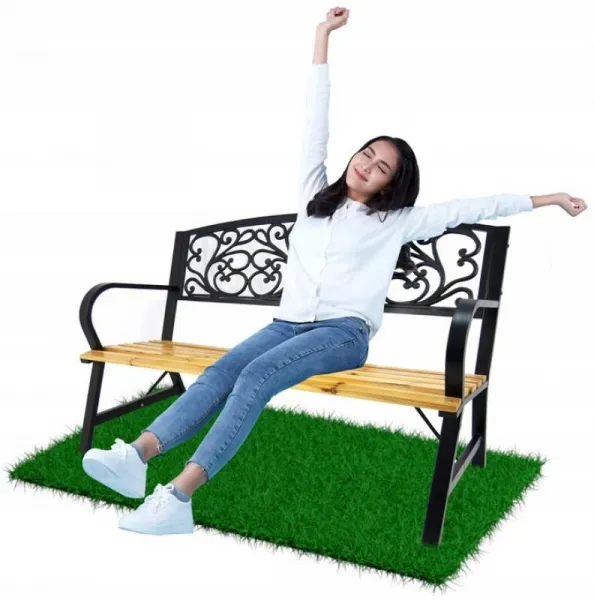 Garden Line Zahradní lavička REGINA 120 cm přírodní dřevo/černá