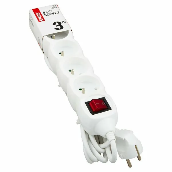 Predlžovací kábel Emos P1513 3m 5 zásuviek biely
