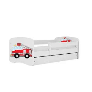 Kocot kids Detská posteľ Babydreams hasičské auto biela, varianta 80x160, se šuplíky, s matrací