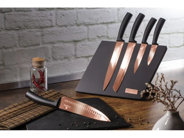 Berlinger Haus 6-dielna sada nožov s magnetickým stojanom Rosegold Metallic Line 