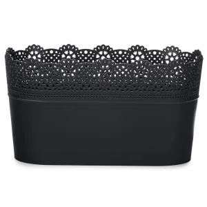 Prosperplast Plastový kvetináč Lace, antracitová