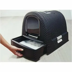 Curver WC kočka kryté domek Rattan 39x39x51cm antracit