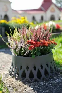 Kinekus Kvetináč na hrob ROSETA 30 cm, samozavlažovací, strieborný