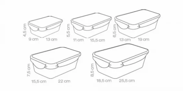 Dóza FRESHBOX 5 ks, obdĺžniková
