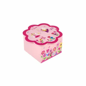 Princess Skrinka šperkovnica drevo hrajúci kvetina zásuvka 14,5x8x14,5cm