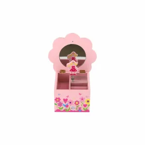 Princess Skrinka šperkovnica drevo hrajúci kvetina zásuvka 14,5x8x14,5cm