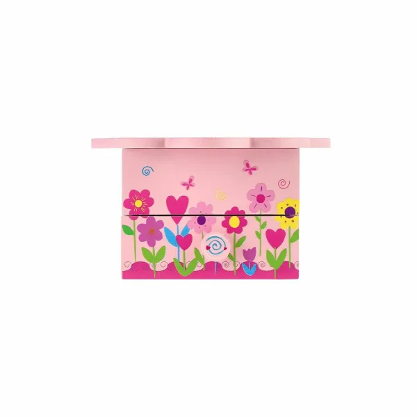 Princess Skrinka šperkovnica drevo hrajúci kvetina zásuvka 14,5x8x14,5cm
