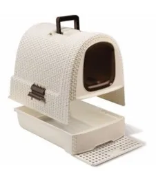 Curver WC kočka kryté domek Rattan 39x39x51cm vintage