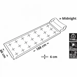 Karimatka Cattara MIDNIGHT 180 x 66 x 4 cm samonafukovacia s vankúšom