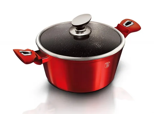 Hrniec Berlingerhaus s mramorovým povrchom a pokrievkou 20 cm Burgundy Metallic Line BH-1256