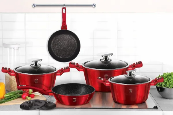 Hrniec Berlingerhaus s mramorovým povrchom a pokrievkou 20 cm Burgundy Metallic Line BH-1256