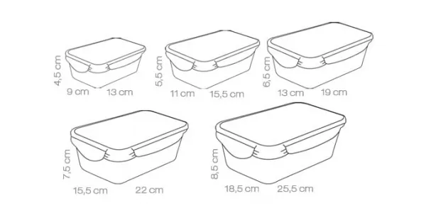 Dóza FRESHBOX 5 ks, obdĺžniková