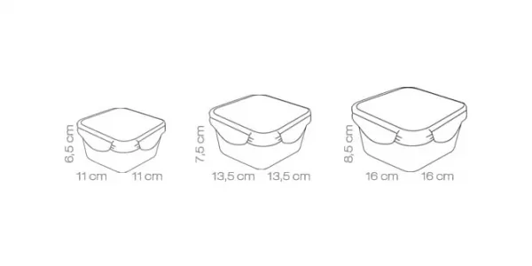 Tescoma 3-dielna sada dóz FRESHBOX, 0,4/0,7/1,2 l, štvorcová