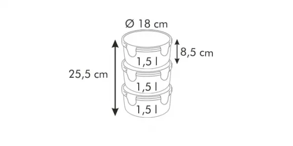TESCOMA obedár FRESHBOX, s 3 dózami 1.5 l, bordeaux, 1,5 l