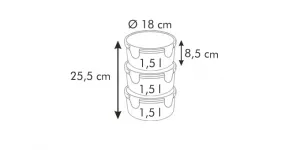 TESCOMA obedár FRESHBOX, s 3 dózami 1.5 l, bordeaux, 1,5 l