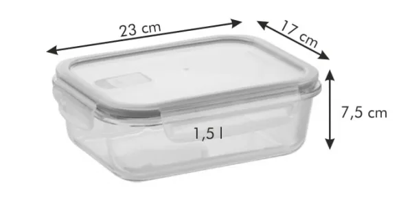 Dóza FRESHBOX GLASS 1.5 l, obdĺžniková