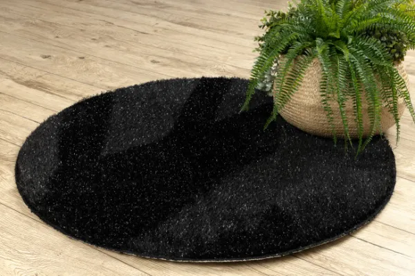 Kúpeľňový koberček SYNERGY glamour / lurex, čierny kruh