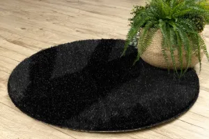 Kúpeľňový koberček SYNERGY glamour / lurex, čierny kruh